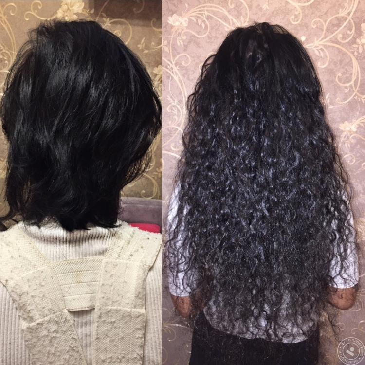 Наращивание кудрявых волос