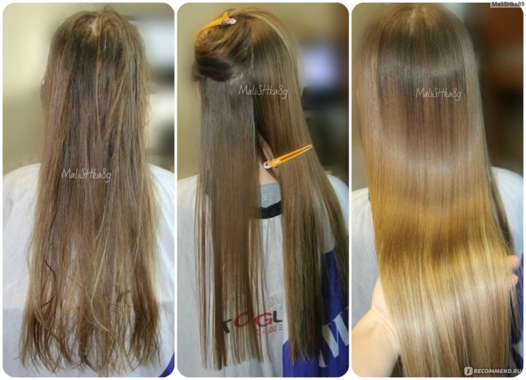 Ботокс волос на тонкие волосы до и после