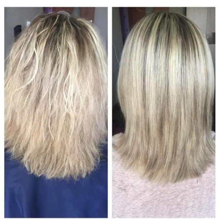 Волосы до и после ботокса