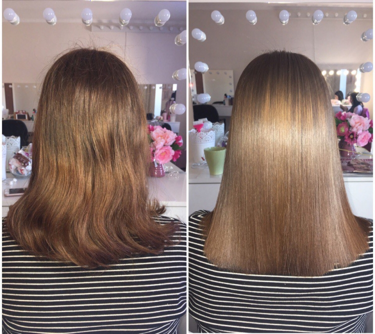 Ботокс для волос до и после