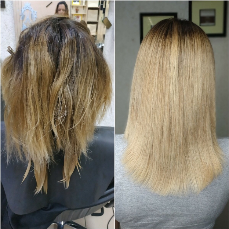 Ботокс на тонкие волосы до и после