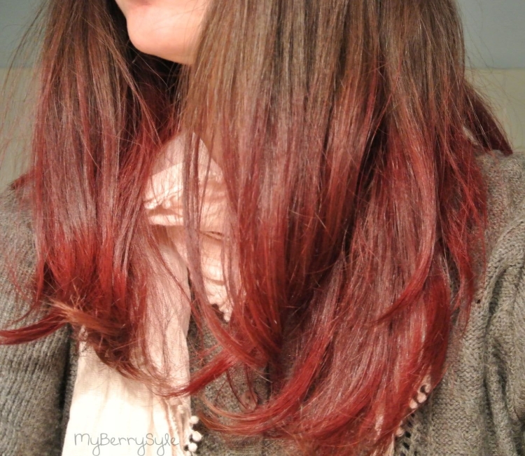 Вишневое омбре на темные волосы 2017