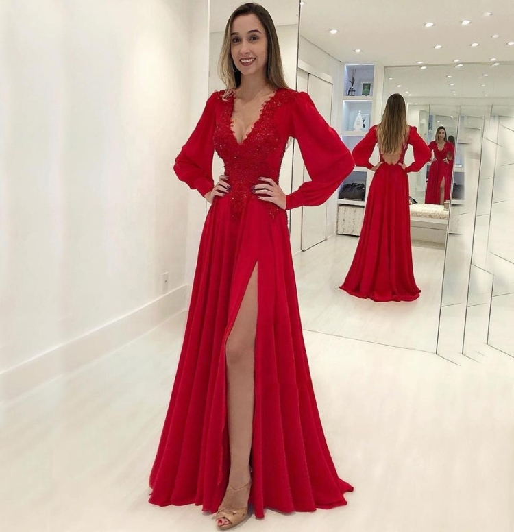 Вечернее красное платье короткое пышное