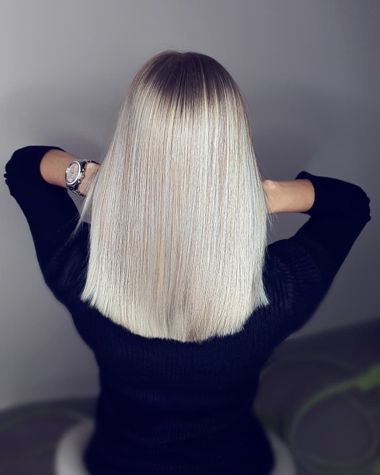 Растяжка волос блонд