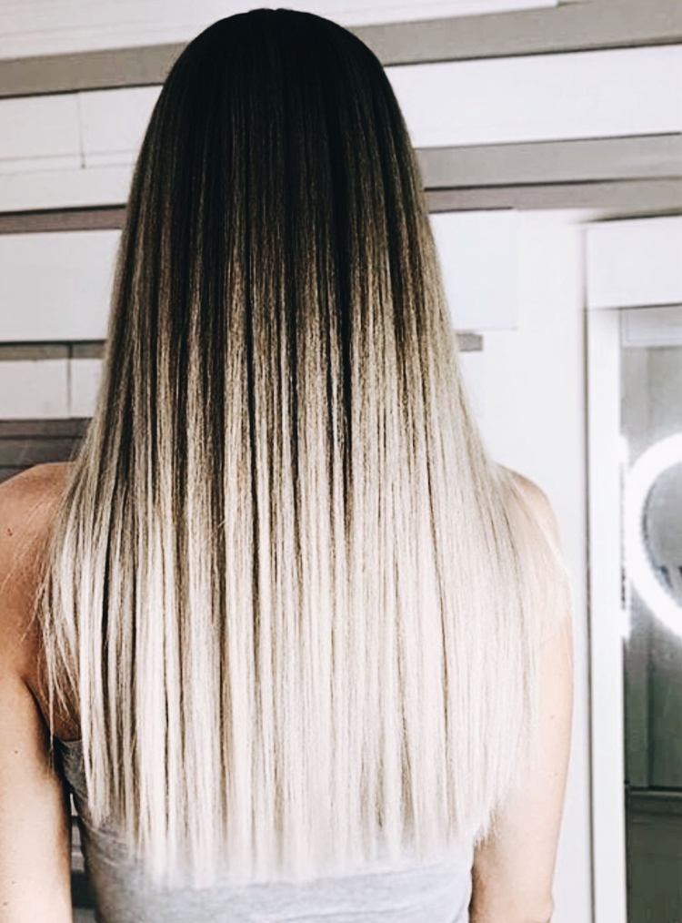 Омбре на длинные прямые волосы