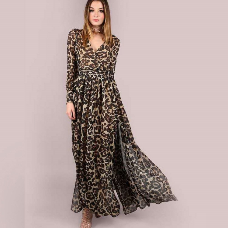 Платья макси леопард
