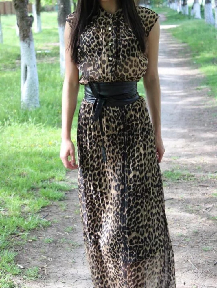 Леопардовое платье в пол