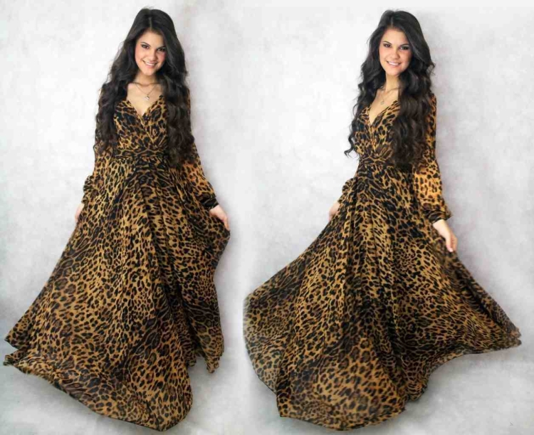Леопардовое платье в пол