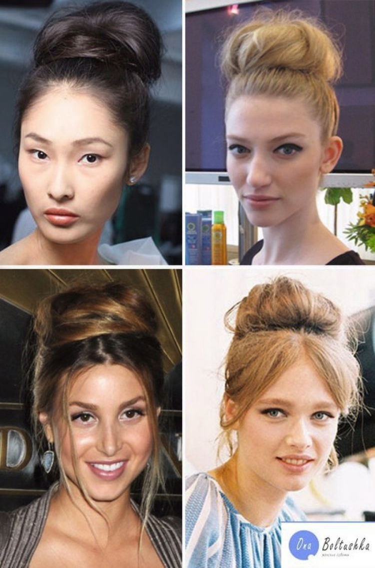 Прическа с пучком на макушке