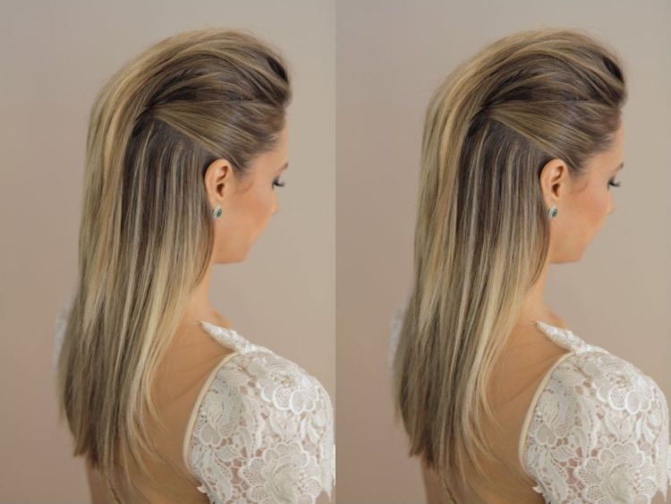 Причёска прямая на длинные волосы с начесом на свадьбу