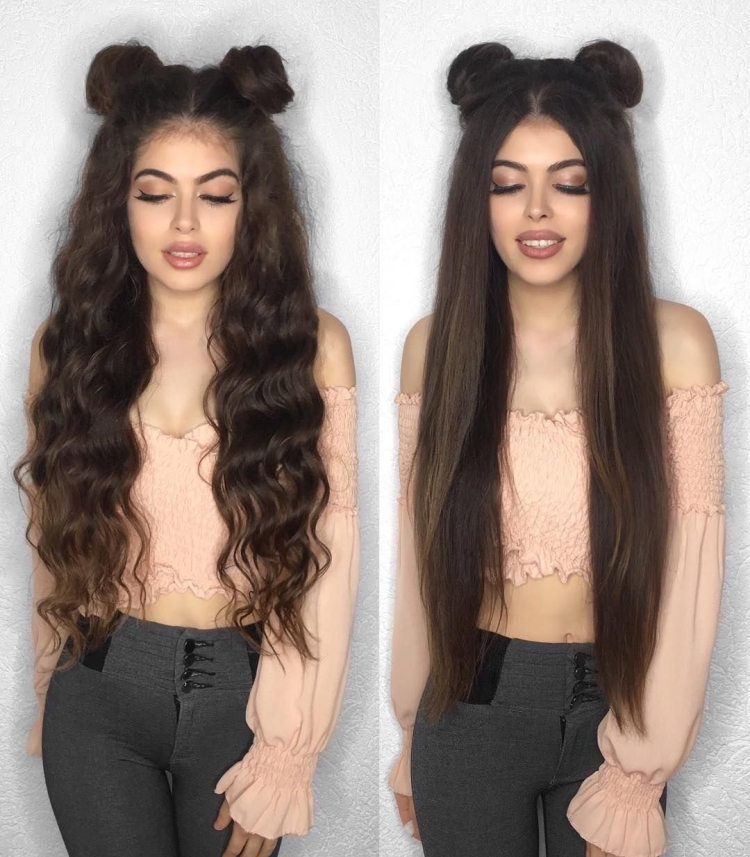 Прическа с двумя рожками