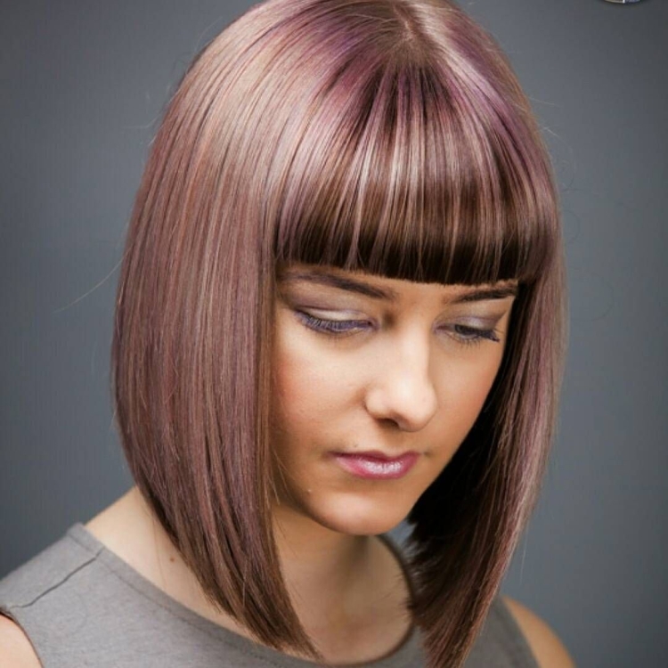 Мелирование на удлиненное каре Боб с челкой