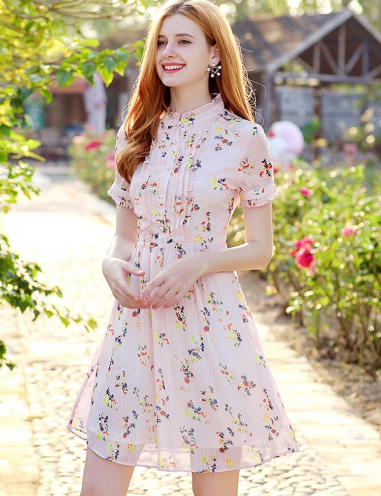 Шифоновое платье в цветочек