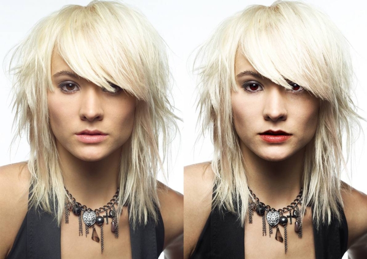 Стрижка рваными прядями на волосы средней