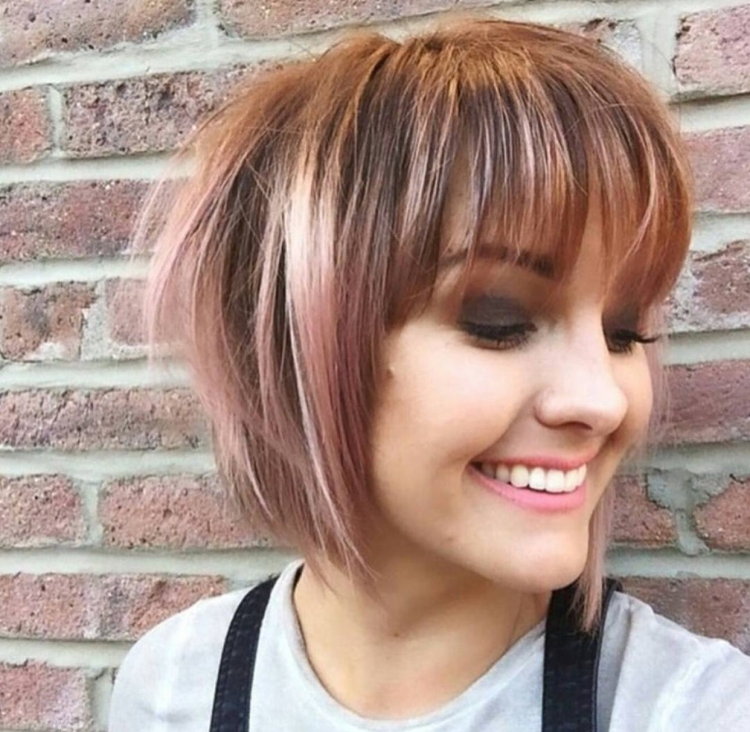 Стрижка Боб с челкой для круглого лица