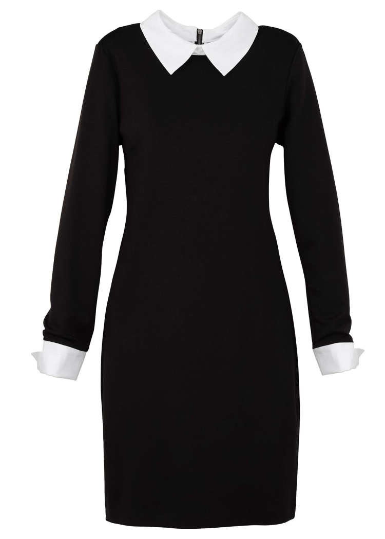 Черное платье с белым воротником Lime Lamoda