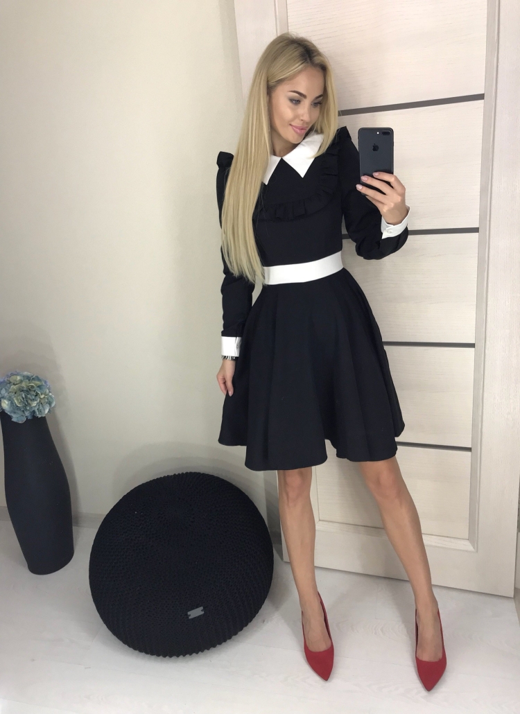 Лав Репаблик черное платье с воротником