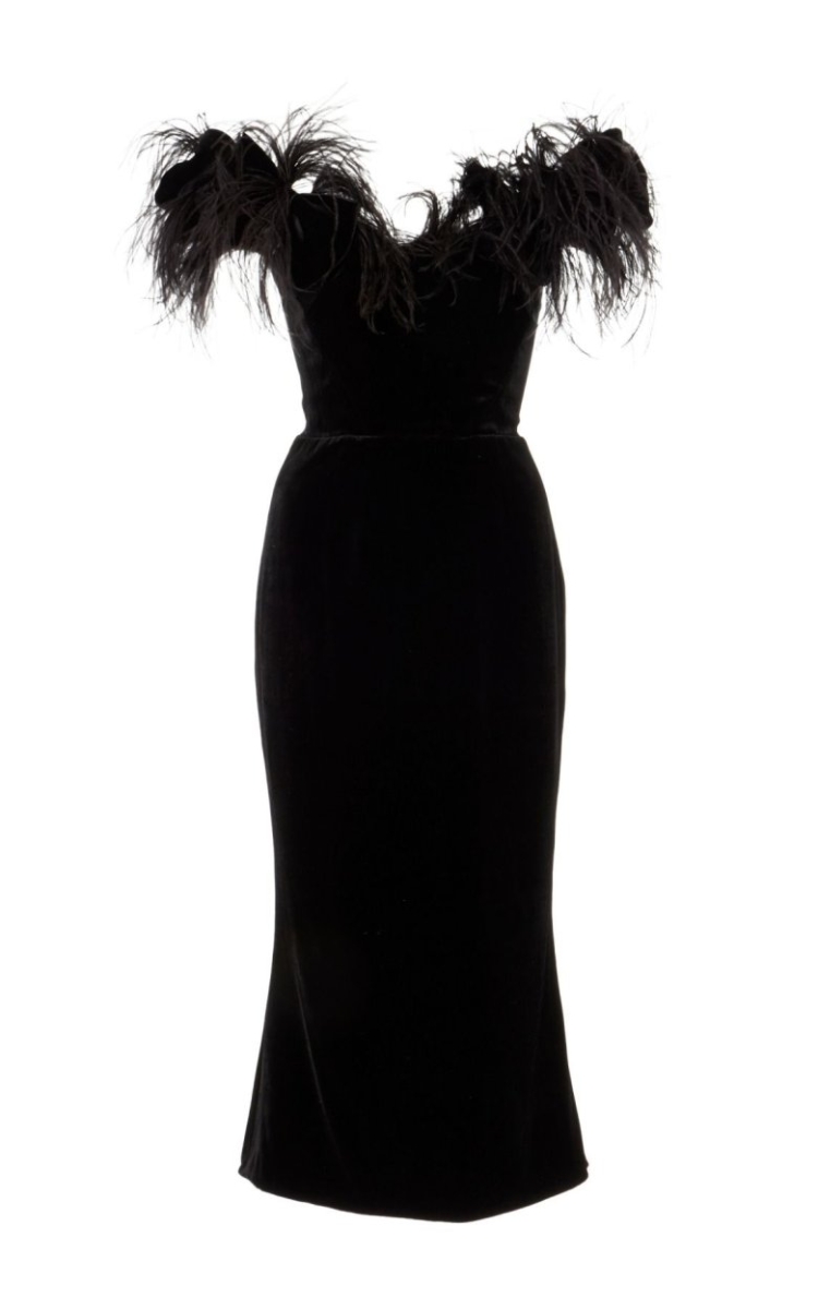 Вечернее платье с перьями