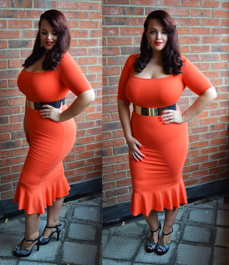 Толстая в облегающем платье