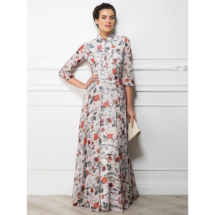 Платье женское длинное летнее с длинным рукавом