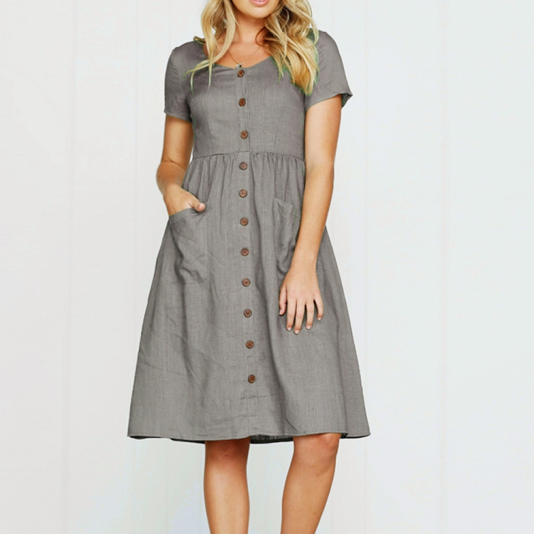 Платье на пуговицах спереди летнее