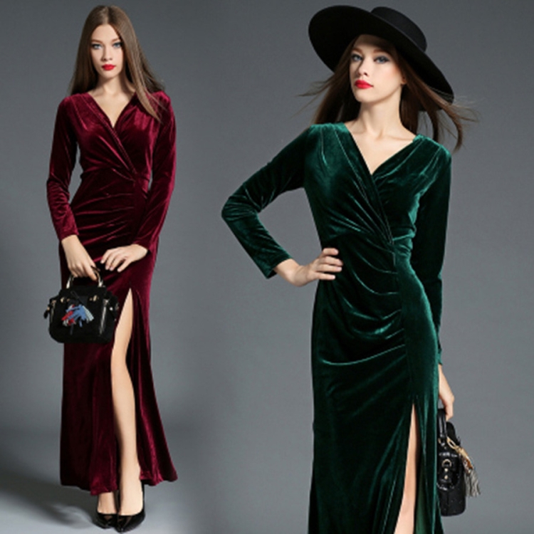 Вельветовое платье макси