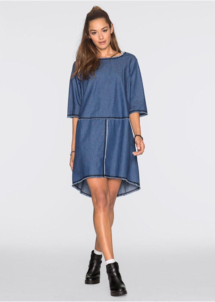 Комбинированное джинсовое платье