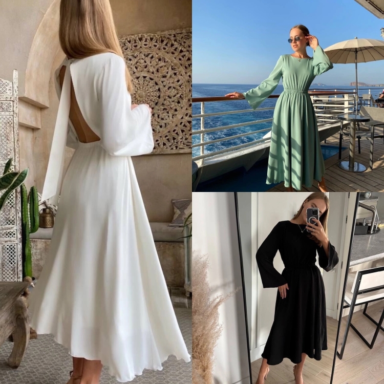 Шелковое платье с открытой спиной