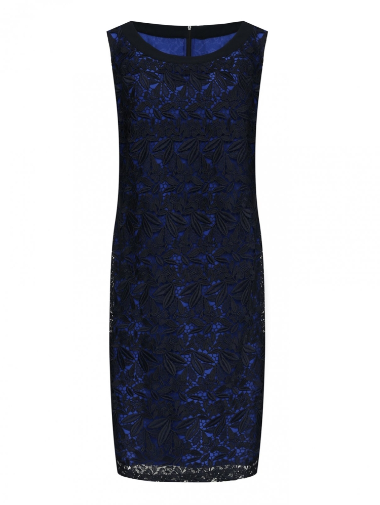 Темно синее гипюровое платье