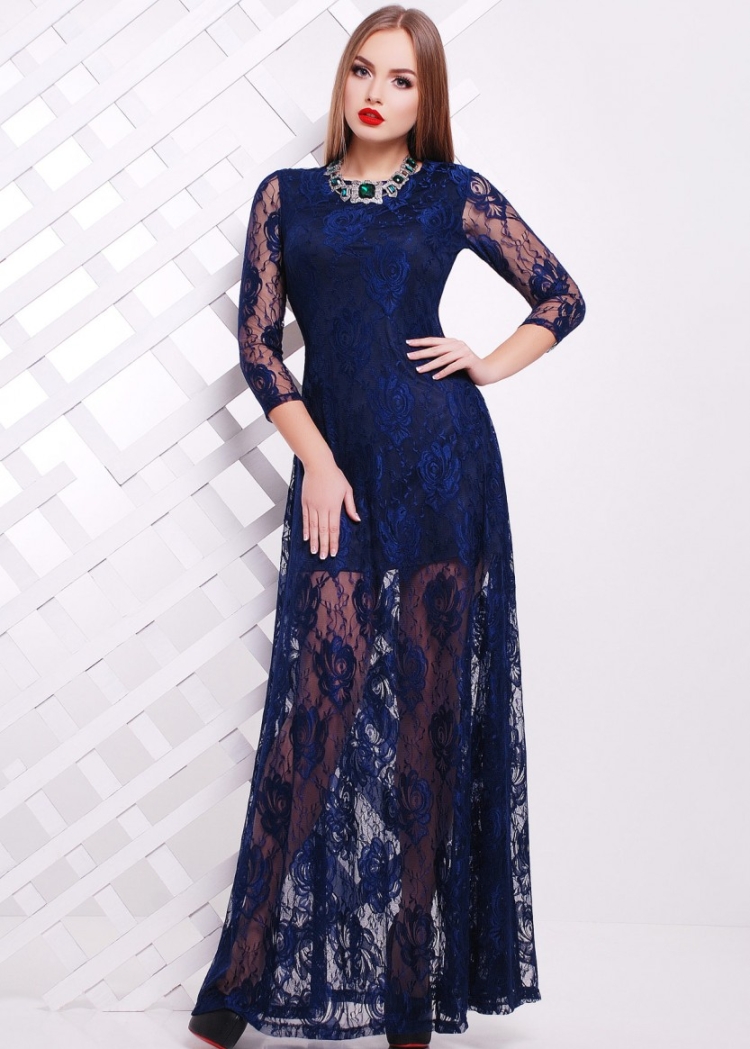 Платья гипюровые длинные