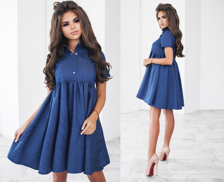 Джинсовое платье колокольчик