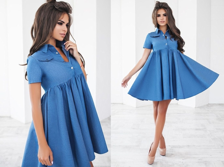 Платья с завышенной талией и расклешенной