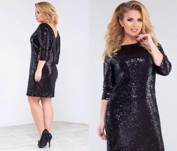 Платье с пайетками для полных женщин
