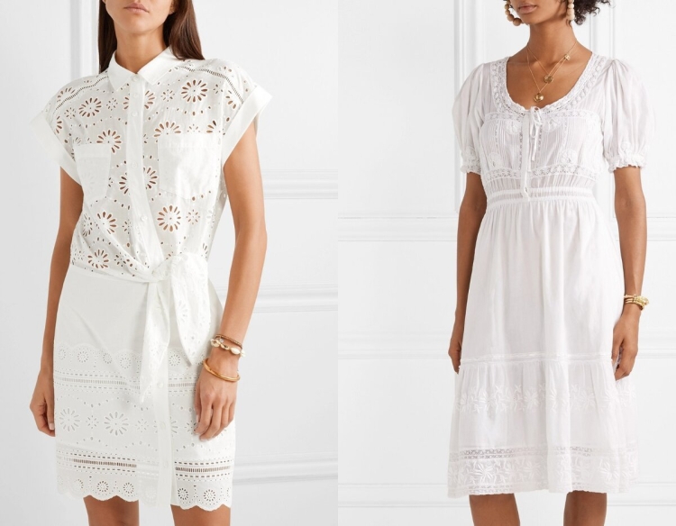 Белое хлопковое платье с кружевом на торжество