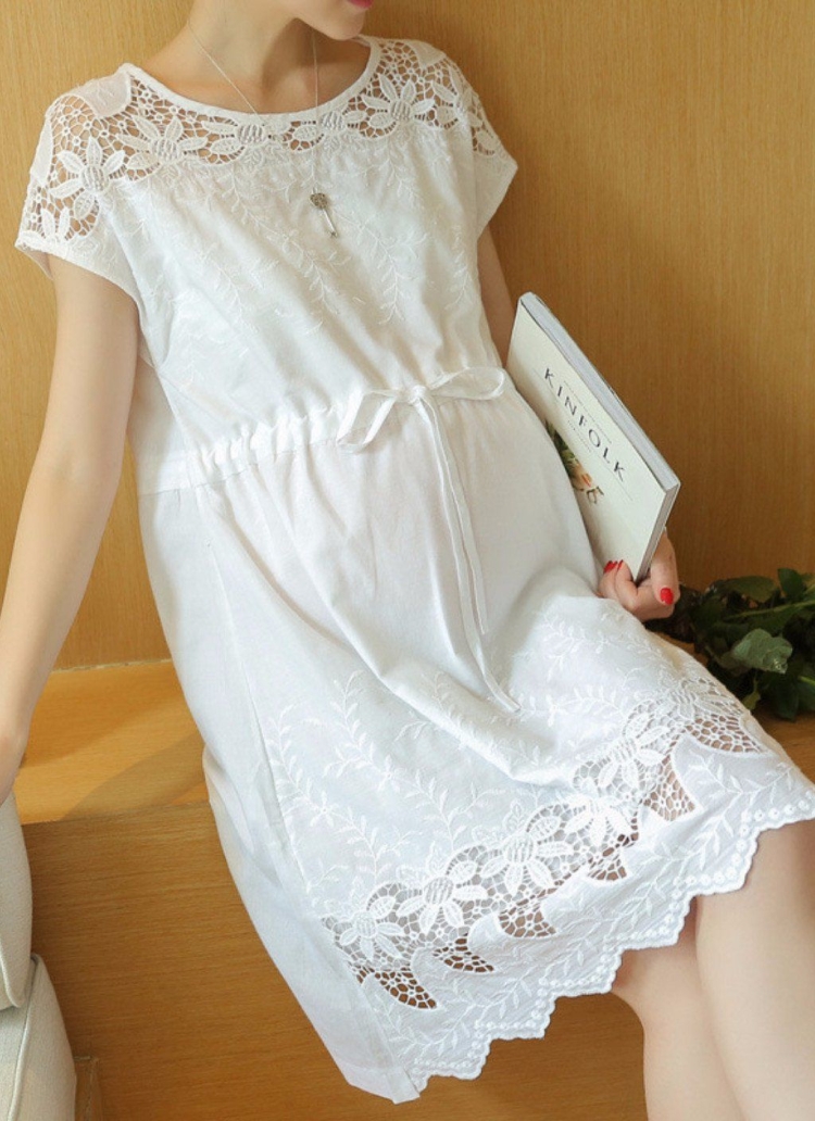 Платье белое хлопок с кружевом
