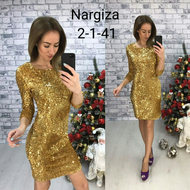 Золотое платье с пайетками