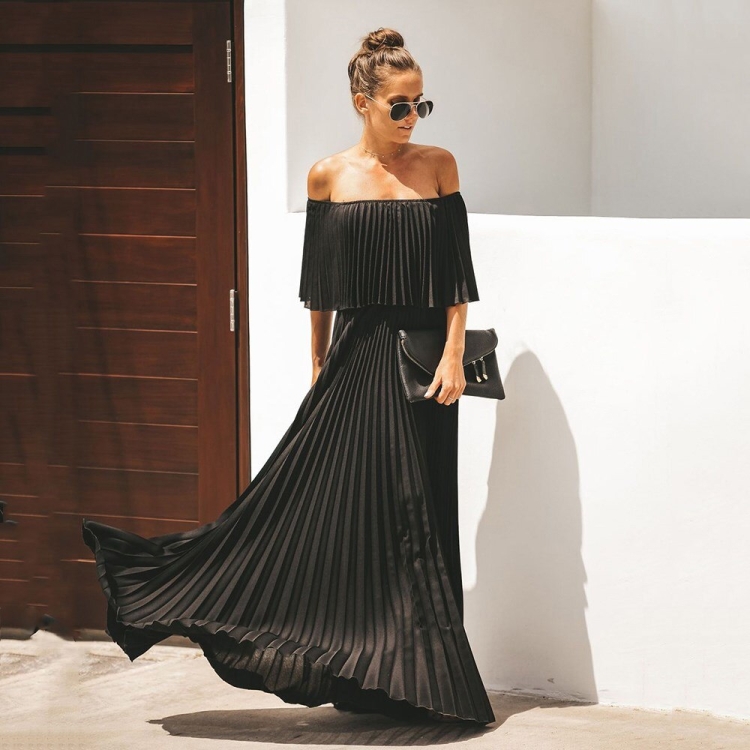 Плиссированное платье макси