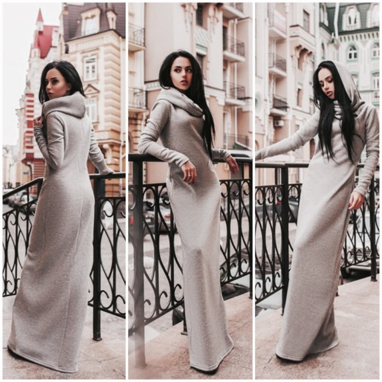 Платье длинное с капюшоном в пол