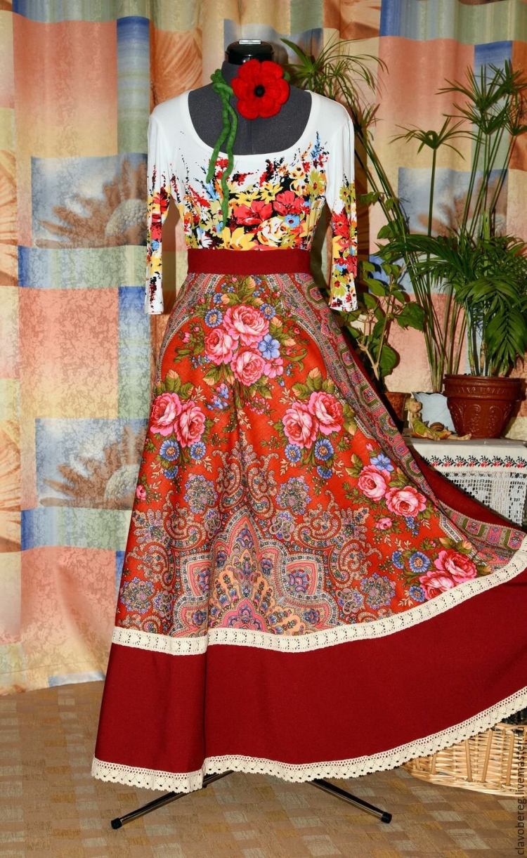 Платье из павловопосадских платков