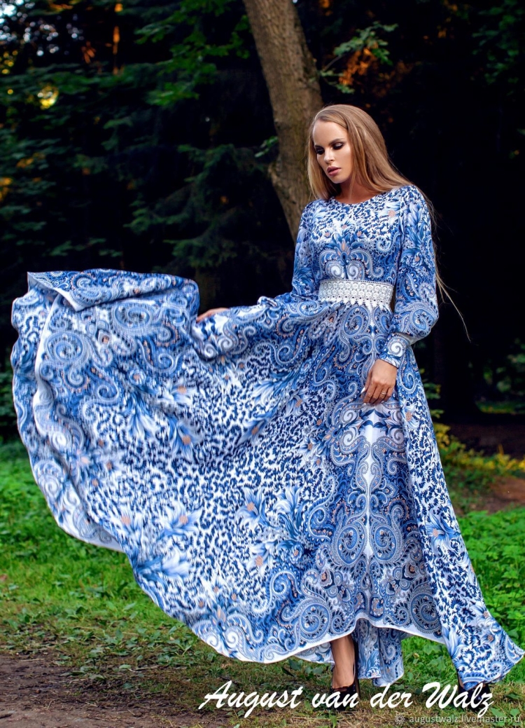 Платье в народном стиле из платков