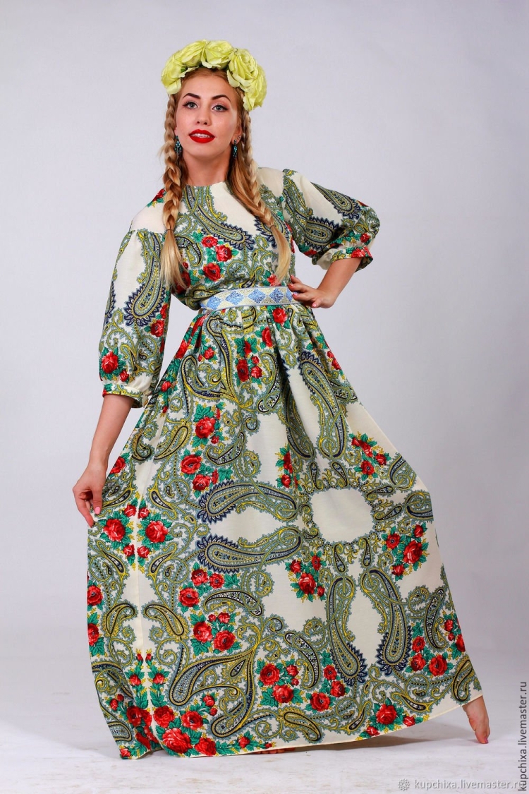 Платье из павлопосадских платков