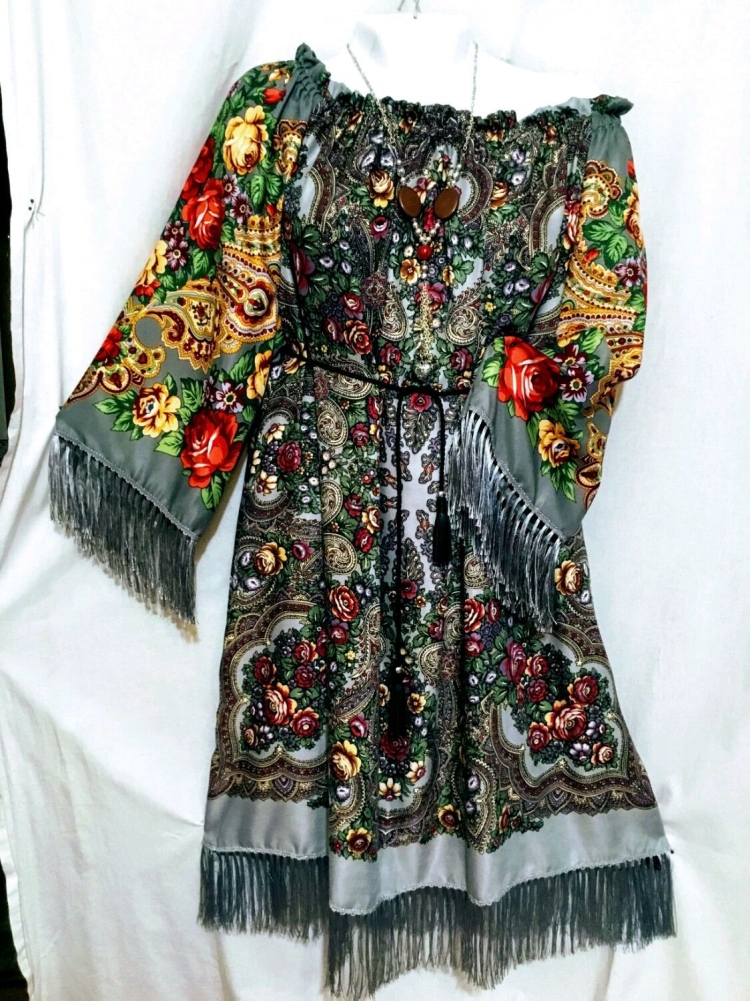 Платье из павлопосадских платков