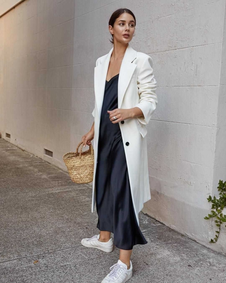 Миди платье комбинация стрит стайл