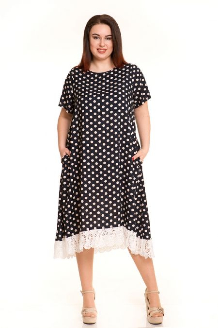 Платье в горох для полных женщин