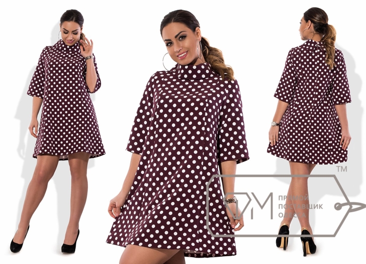 Платье трапеция для полных в горошек