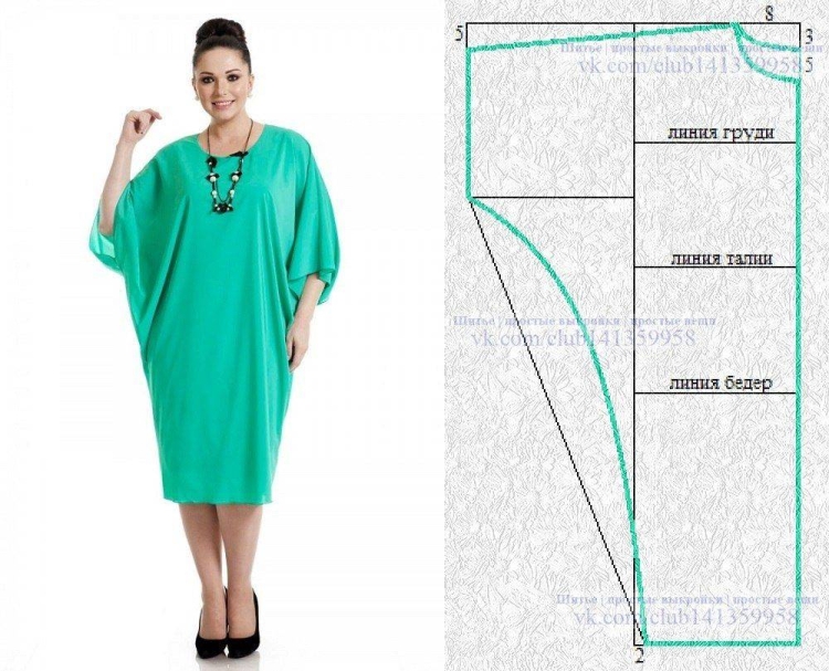 Платье простого кроя для полных