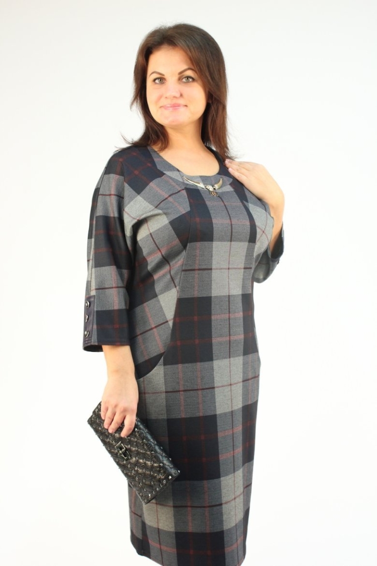 Платье в клетку для полных