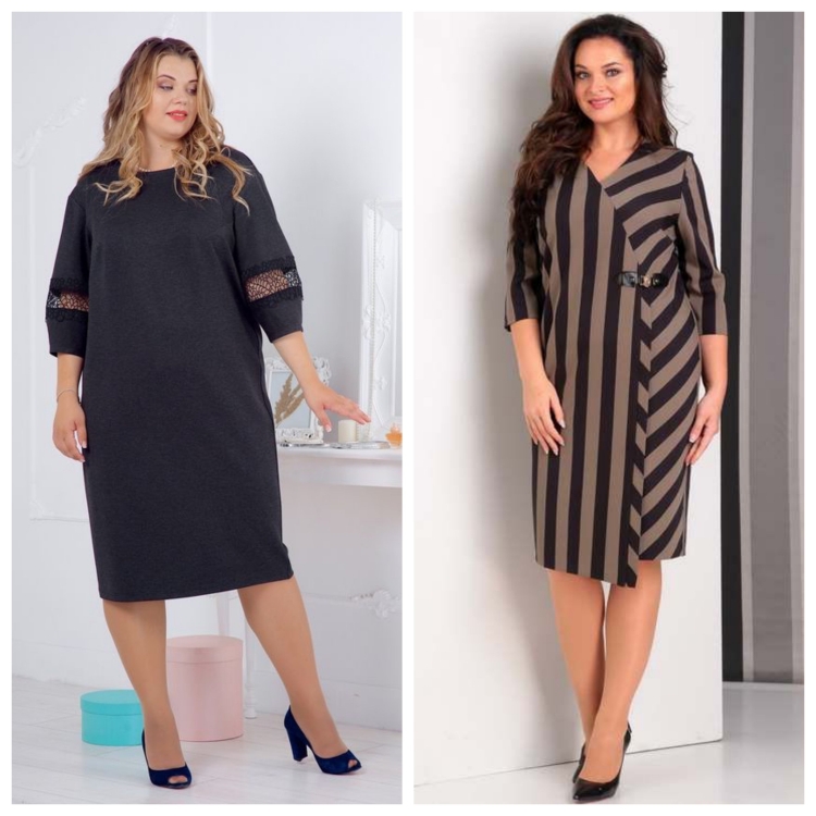 Прямое платье для полных