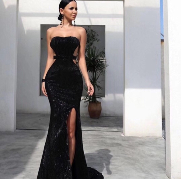 Шикарное вечернее черное платье