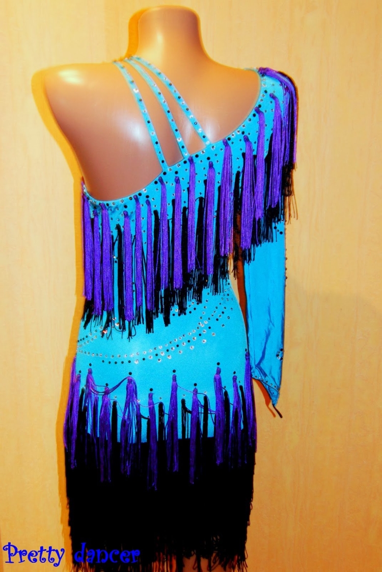 Платье латина с бахромой с камнями короткое